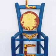 Chaise bleue - Bois peint - 68 x 30.5 x 25 cm